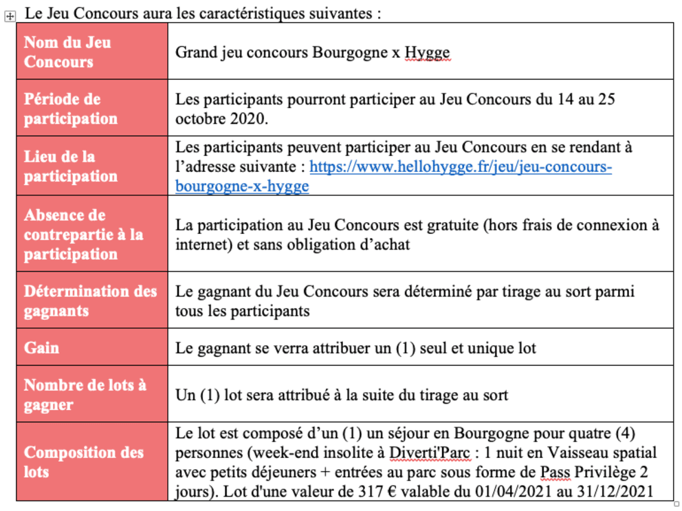 Article 2	CARACTERISTIQUES DU JEU CONCOURS